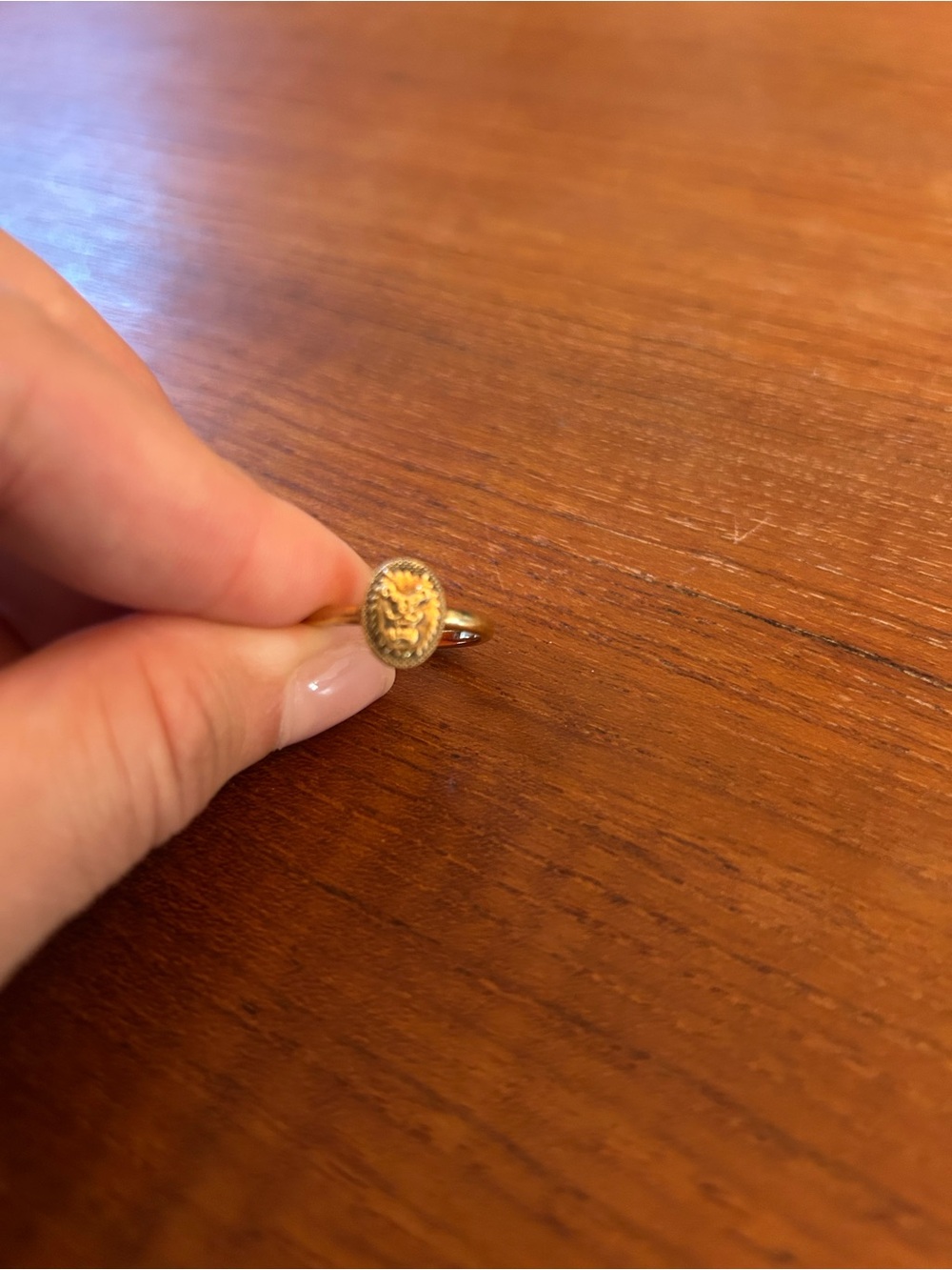 Mejuri Gold Lion Cameo Ring with Yellow Detail